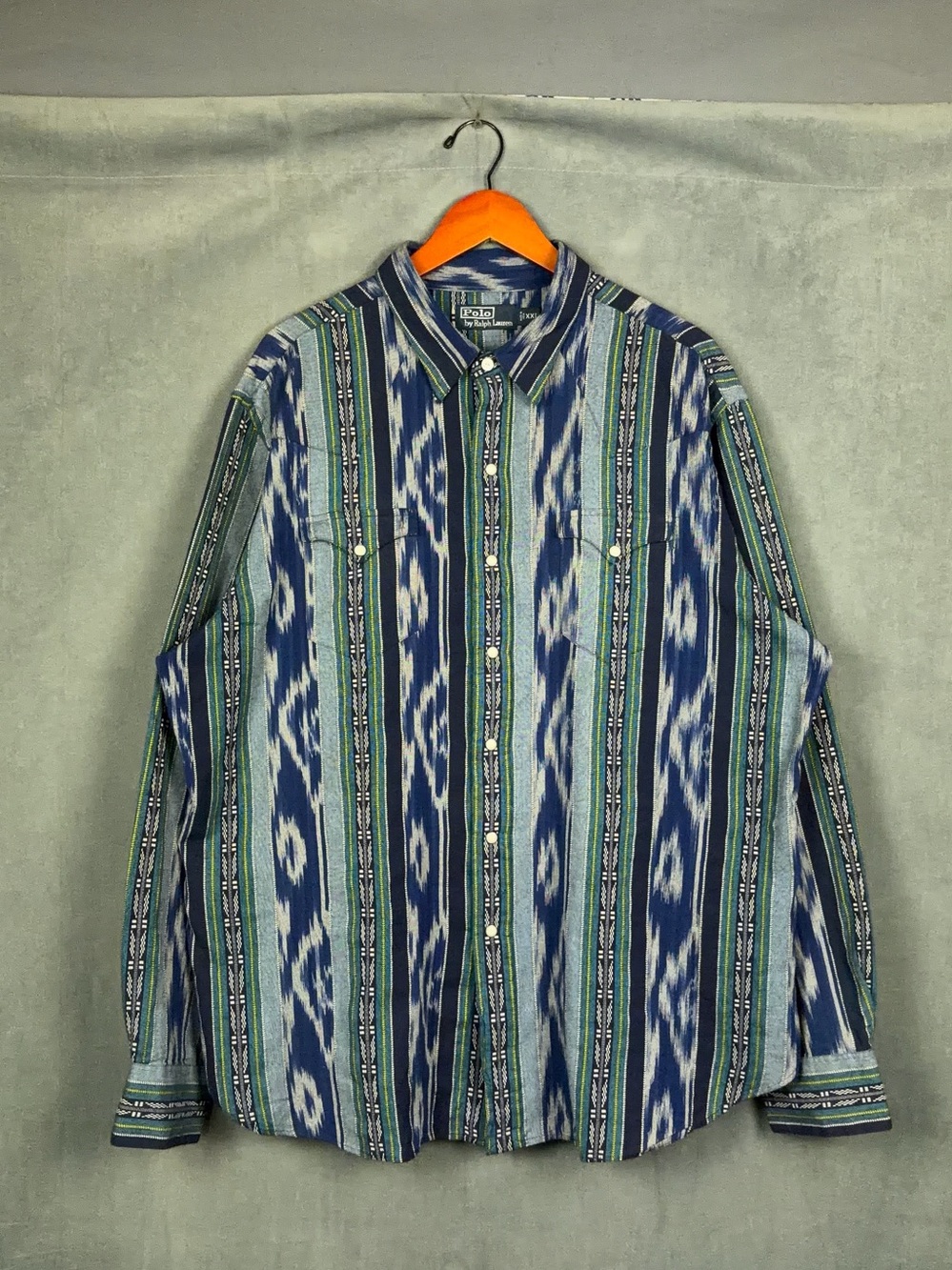 Vintage Polo Ralph Lauren Western Pearl Snap Shirt Mens Size XXL Navajo Aztec